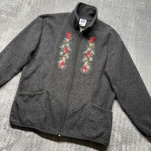 VTG Art Unlimited Sportswear Fleece Jacket L Black Embroidered‎ Cardinals USA